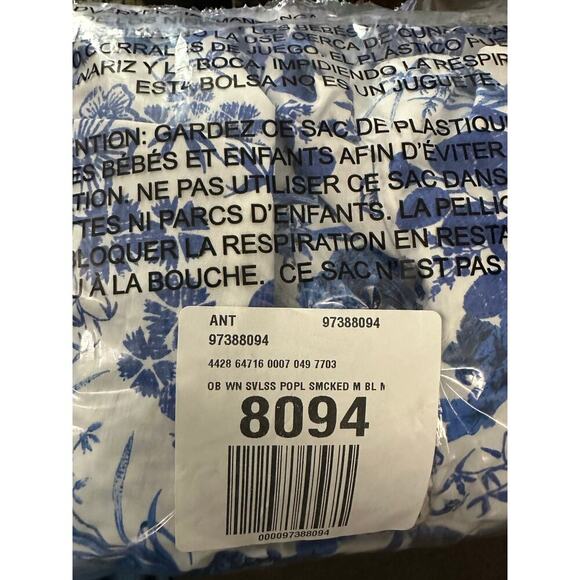 ANTHROPOLOGIE Sleeveless Poplin Smocked Midi Dress Floral Blue White - 3X NWT - Picture 3 of 3